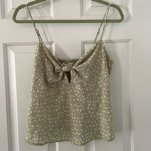 Abercrombie sage green crop top with tie front and smocked in back.  Large